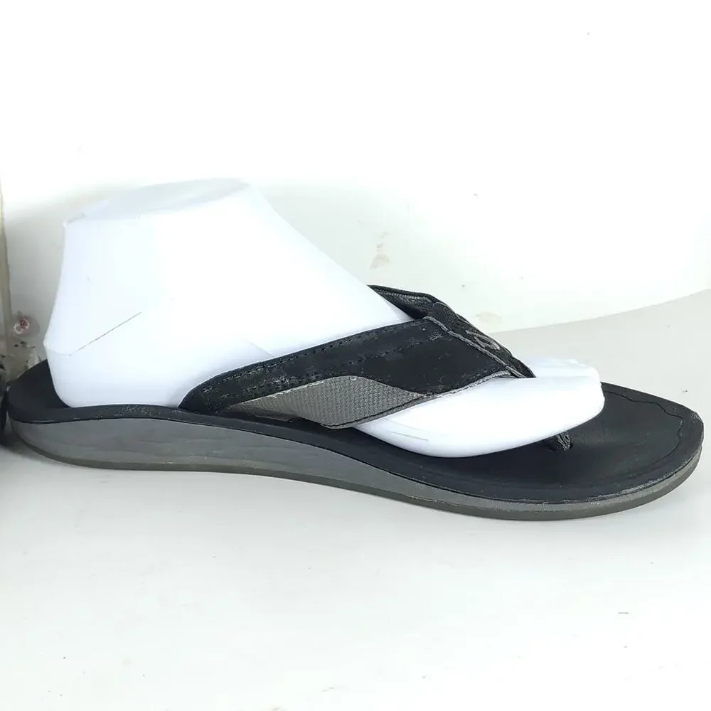 Olukai Men's Ohana US9? Black Gray Slip On Flat Thong Sandals